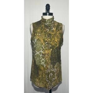 RAFAELLA Petite Floral Green Sleeveless Blouse Top Womens PM